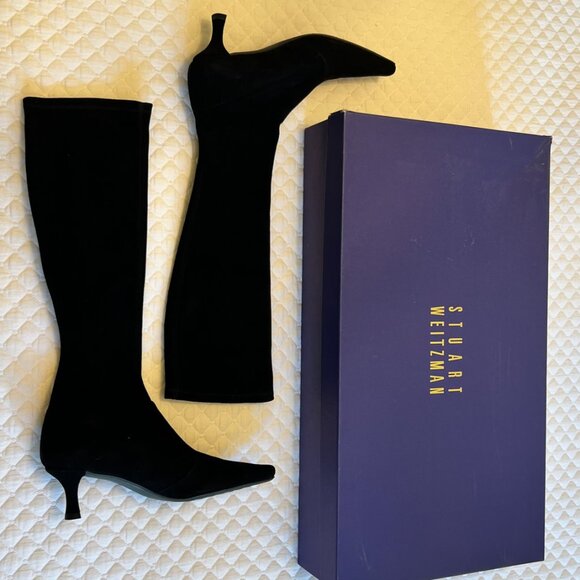 Stuart Weitzman Suede kitten Heel Boots 6.5 AA - Picture 3 of 4